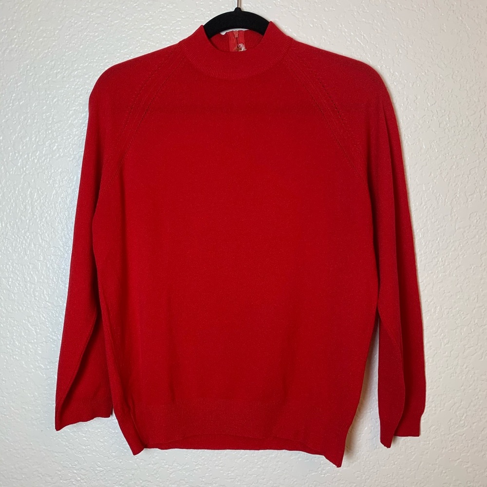 Vintage Tycora Nylon Blouse Zip Up Back Red